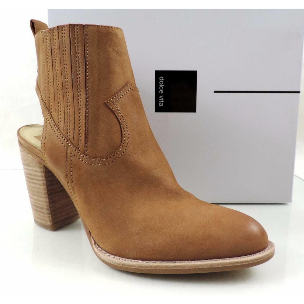 Dolce Vita Jasper Cutout Open Heel Booties Saddle Nubuck Size 10 - Picture 3 of 8
